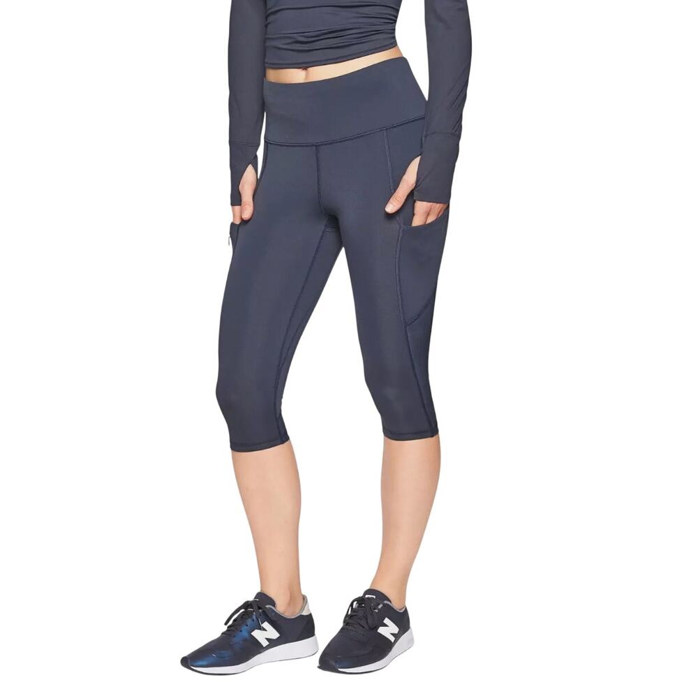 NWT Athleta Up for Anything Scluptek Crop Leggings Navy Blue Compression Capri S